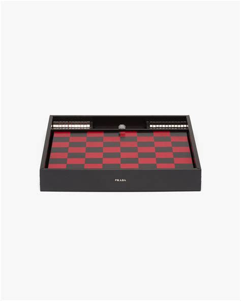 prada checkers board|Black Saffiano leather checkers set .